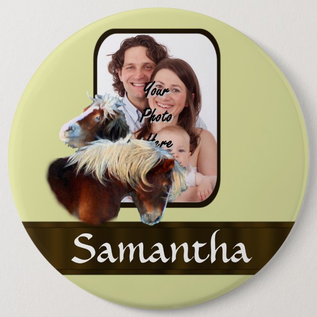 Pony photo template 6 cm round badge (Front)