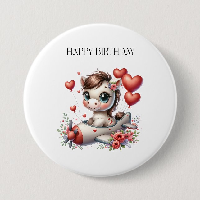 Pony Pilot Birthday 7.5 Cm Round Badge (Front)