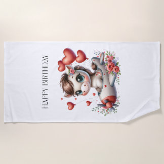 Pony Pilot Birthday Beach Towel