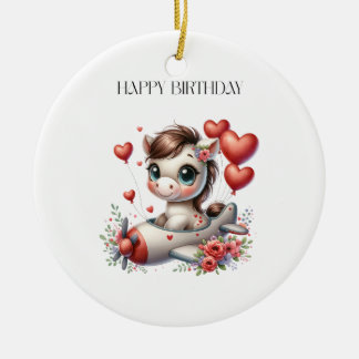 Pony Pilot Birthday Ceramic Tree Decoration