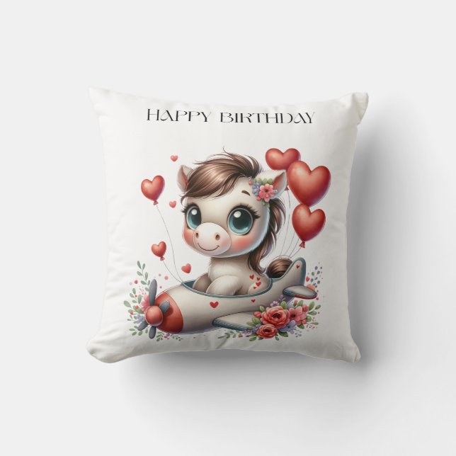 Pony Pilot Birthday Cushion (Front)