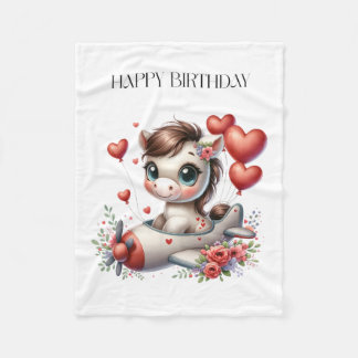 Pony Pilot Birthday Fleece Blanket