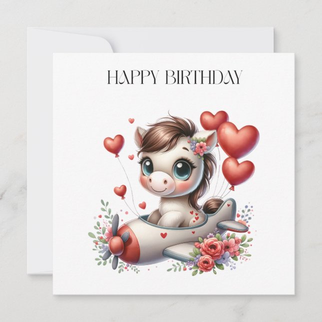 Pony Pilot Birthday Invitation (Front)