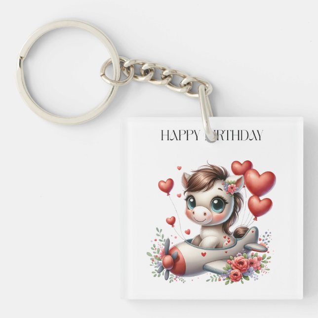 Pony Pilot Birthday Key Ring (Front)