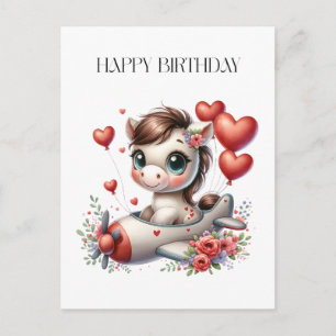 Pony Pilot Birthday Postcard