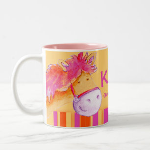 Pony pink champion horse rider names girls mug