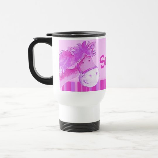 Pony pink kids named girls travel mug