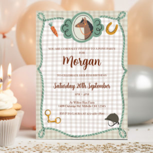 Pony Plaid Birthday Invitation