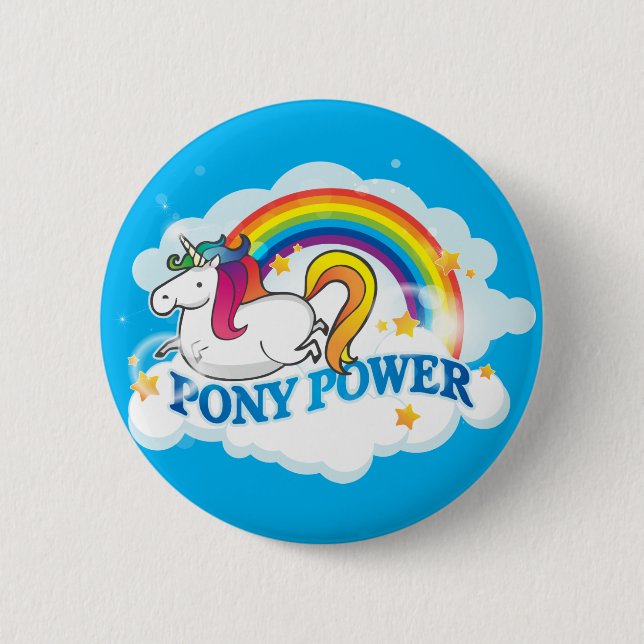 Pony Power Unicorn Classic Button (Front)