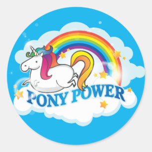 Pony Power Unicorn Classic Round Sticker
