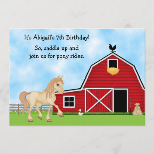 Pony Rides Horseback Riding Horse Birthday Invite