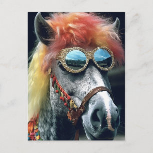 Pony With Clown Hair and Glasses Postcard