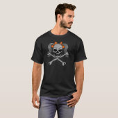 Ponytail skull and crossbones with orange bows T-Shirt (Front Full)