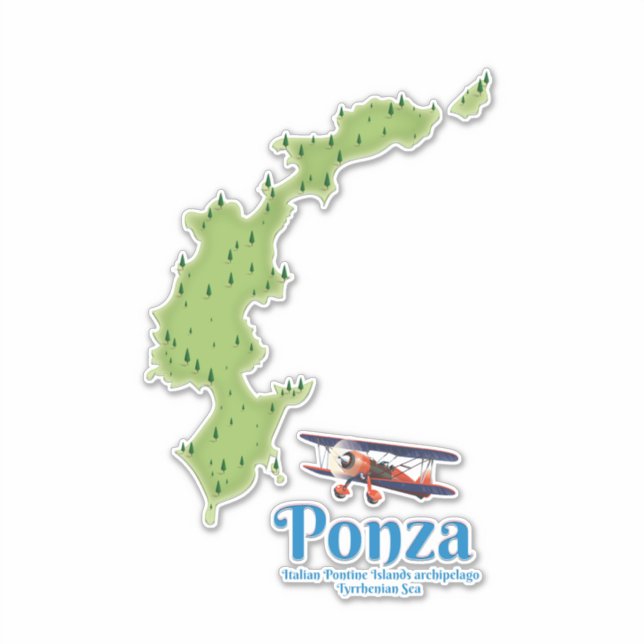 Ponza Italian island map. (Front)
