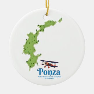 Ponza Italian island map. Ceramic Tree Decoration