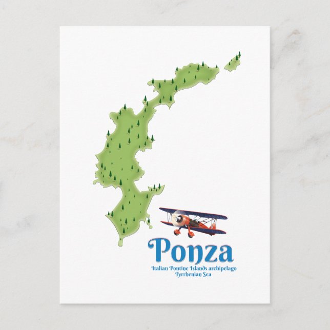 Ponza Italian island map. Postcard (Front)
