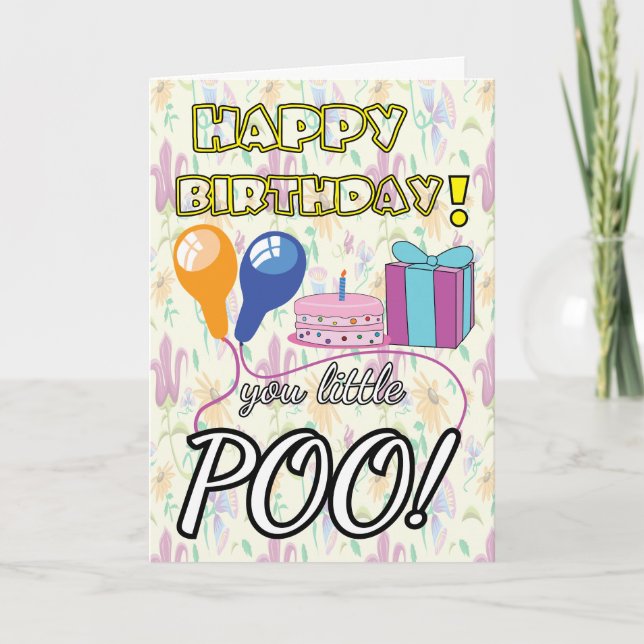 POO Balloons kids happy birthday Card (Front)