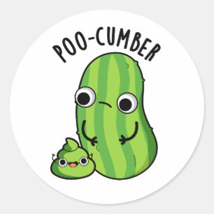 Poo-cumber Funny Cucumber Pun Classic Round Sticker