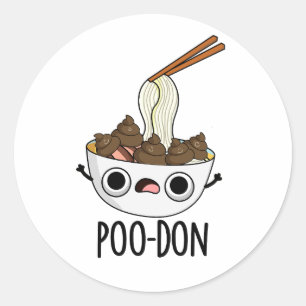 Poo-don Funny Udon Pun  Classic Round Sticker