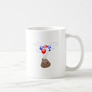 Poo Emoji Flying With Balloons Coffee Mug