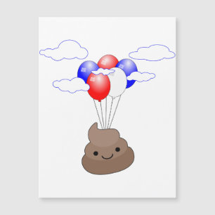 Poo Emoji Flying With Balloons Postcard