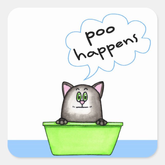 Poo Happens Cat Sticker (Front)