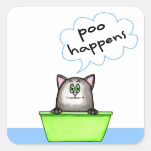 Poo Happens Cat Sticker