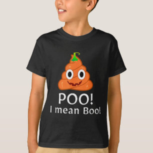 Poo Mean Boo Emoticon Funny Halloween Poo Pumpkin T-Shirt