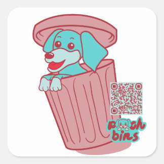 Pooch Bins Weiner Dog Square Sticker