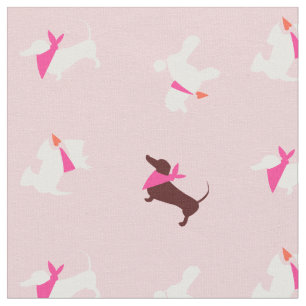 Pooches In Pink Rose Bud Fabric