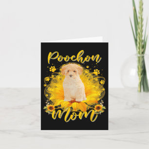 Poochon Dog Mum With Sunflower Dog Paws Mothers Da Card