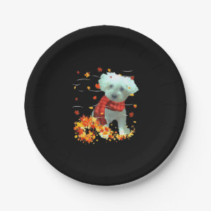 Poochon Fall Scarf - Dogs Autumn Leaves Paper Plate