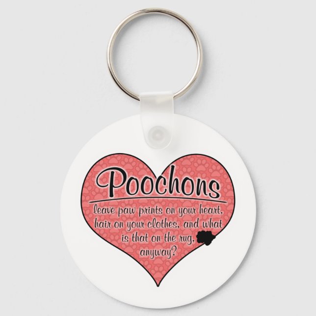 Poochon Paw Prints Dog Humour Key Ring (Front)