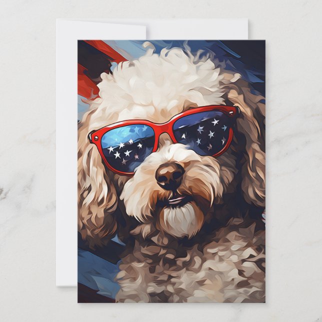 Poodle 4th of July Independence day Holiday Card (Front)
