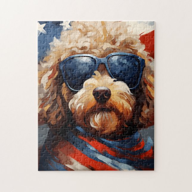 Poodle 4th of July Independence day Jigsaw Puzzle (Vertical)