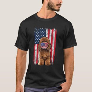 Poodle American Flag Dog Wears Face Mask 4th Of Ju T-Shirt