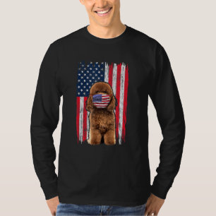 Poodle American Flag Dog Wears Face Mask 4th Of Ju T-Shirt