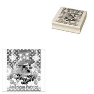Poodle American Patriot Wooden Stamp