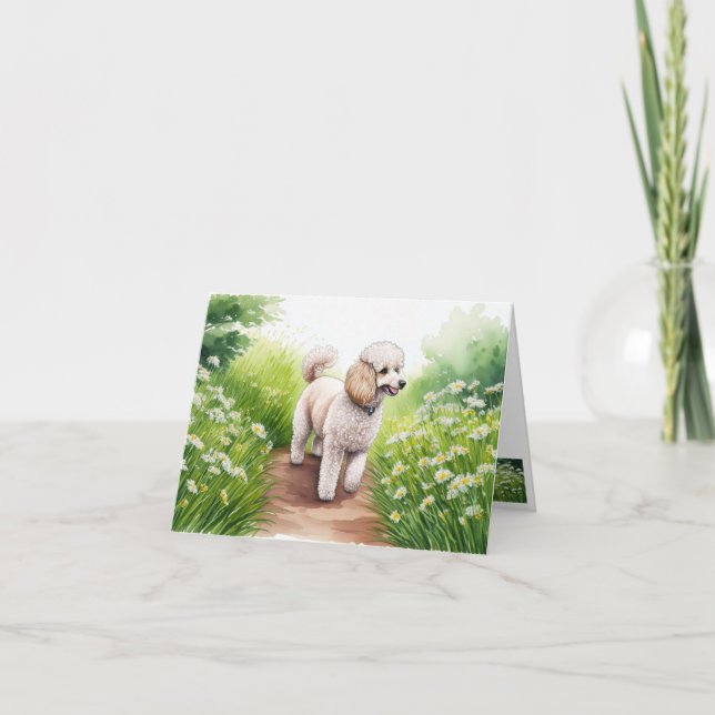 Poodle and Garden Path Note Card (Front)