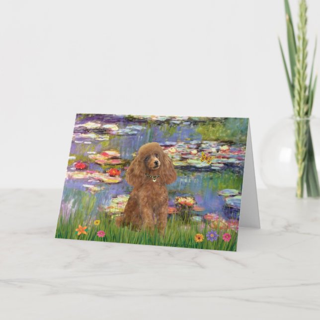 Poodle (Apricot 10) - Lilies 2 Card (Front)