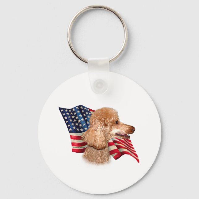 Poodle (apricot) Flag Key Ring (Front)