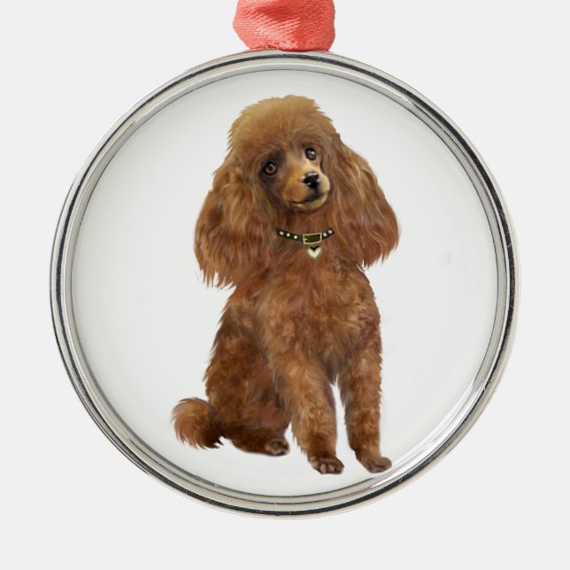 Poodle - Apricot Metal Tree Decoration (Front)