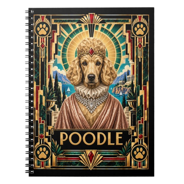 Poodle, Art Deco Dog Notebook (Front)