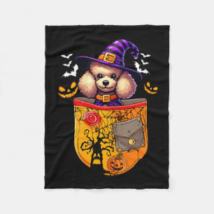 Poodle As Witch In Poc Halloween Dog Owner Family Fleece Blanket
