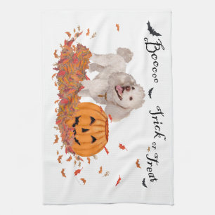 Poodle at Halloween Tea Towel