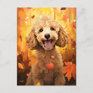 Poodle Autumn Thanksgiving Postcard