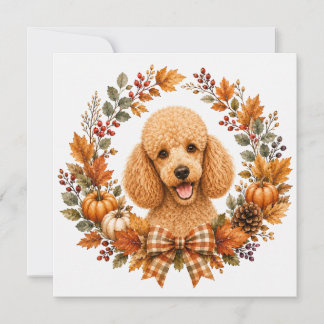 Poodle Autumn Wreath Card