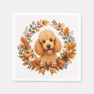 Poodle Autumn Wreath Napkin