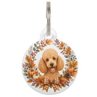 Poodle Autumn Wreath Pet Tag