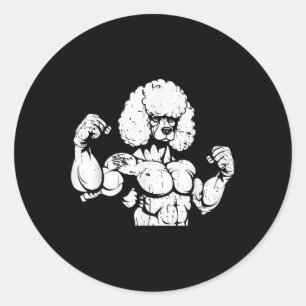 Poodle Biceps Tattoo - Dog Breed Pet I Love Mum Classic Round Sticker